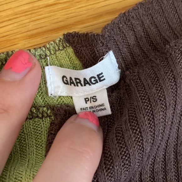 Garage Women’s Green and White Patchwork Tank Top Size S - Picture 2 of 6